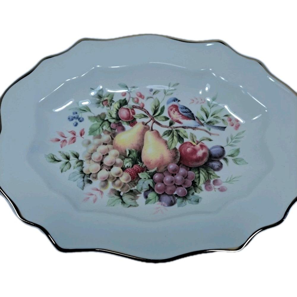 Enoch Wedgwood Avon Hand Decorated 1976 Soap Dish/Plate 22k Gold Trim Fruit
